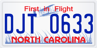 NC license plate DJT0633