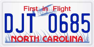 NC license plate DJT0685