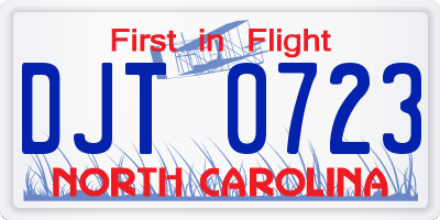 NC license plate DJT0723