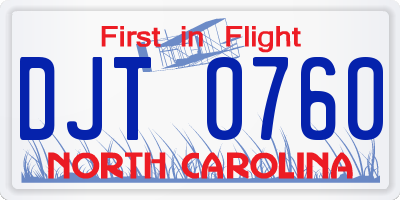 NC license plate DJT0760