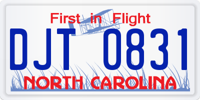 NC license plate DJT0831