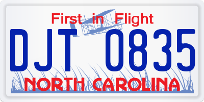 NC license plate DJT0835