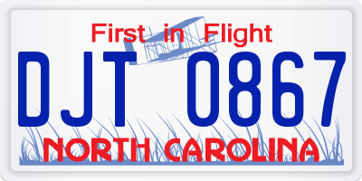 NC license plate DJT0867