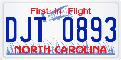 NC license plate DJT0893