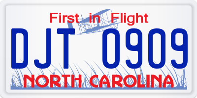 NC license plate DJT0909