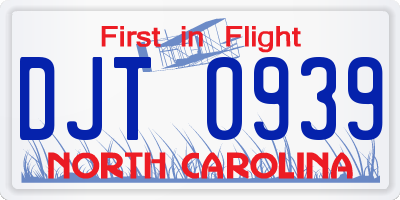 NC license plate DJT0939