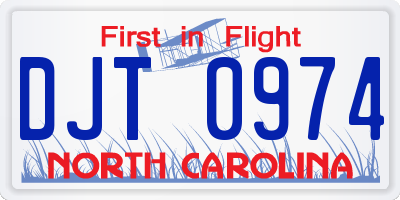 NC license plate DJT0974