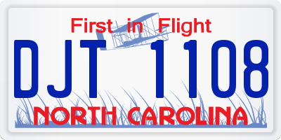 NC license plate DJT1108
