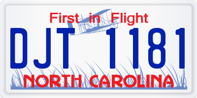 NC license plate DJT1181