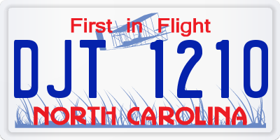 NC license plate DJT1210