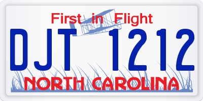 NC license plate DJT1212