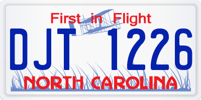 NC license plate DJT1226