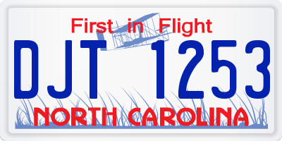 NC license plate DJT1253