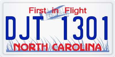 NC license plate DJT1301