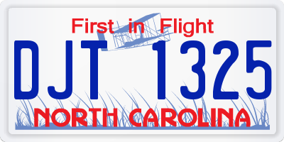 NC license plate DJT1325