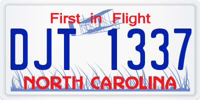 NC license plate DJT1337