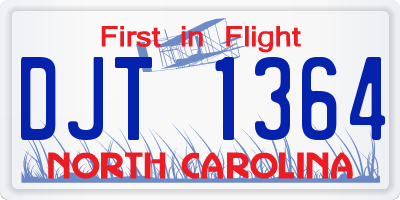 NC license plate DJT1364