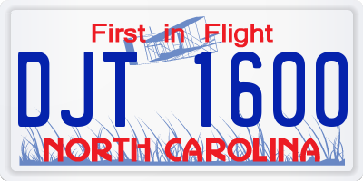 NC license plate DJT1600