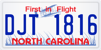 NC license plate DJT1816