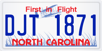 NC license plate DJT1871