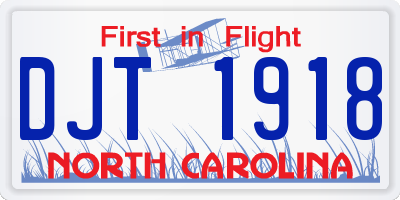 NC license plate DJT1918