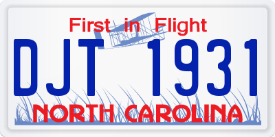 NC license plate DJT1931