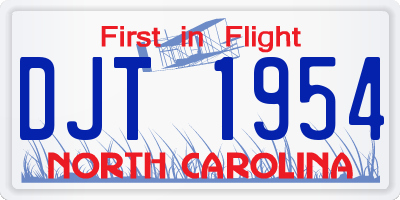 NC license plate DJT1954
