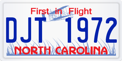 NC license plate DJT1972
