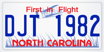 NC license plate DJT1982