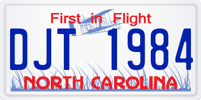 NC license plate DJT1984