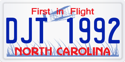 NC license plate DJT1992