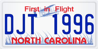 NC license plate DJT1996