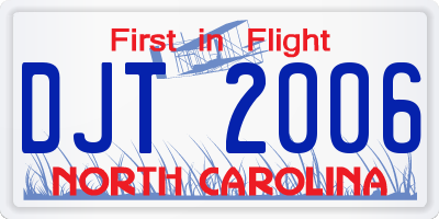 NC license plate DJT2006