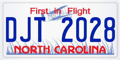 NC license plate DJT2028