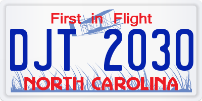NC license plate DJT2030
