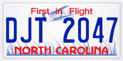NC license plate DJT2047