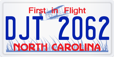 NC license plate DJT2062