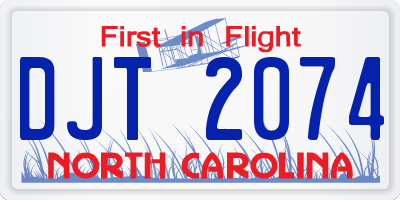 NC license plate DJT2074