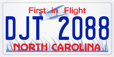 NC license plate DJT2088
