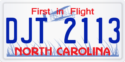 NC license plate DJT2113