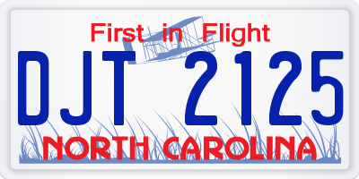 NC license plate DJT2125