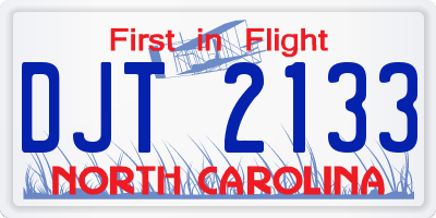 NC license plate DJT2133
