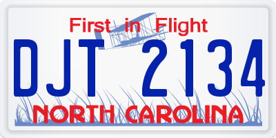 NC license plate DJT2134