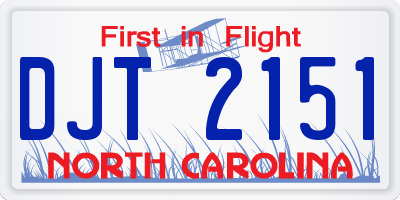 NC license plate DJT2151