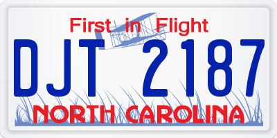 NC license plate DJT2187