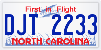 NC license plate DJT2233