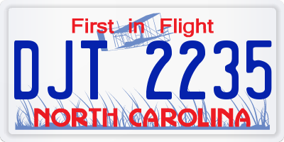 NC license plate DJT2235