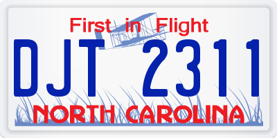 NC license plate DJT2311
