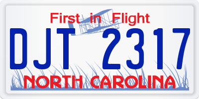 NC license plate DJT2317