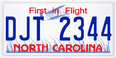 NC license plate DJT2344